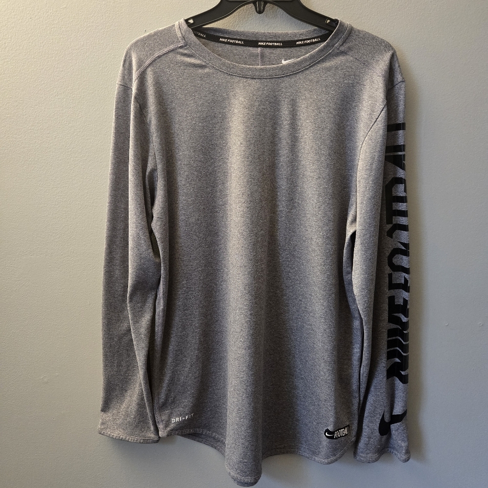 Nike Football Long Sleeve Athletic Shirt Mens Size Small Dri-Fit Gray